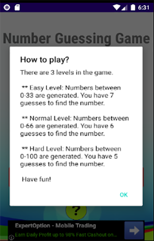 Number Guessing Game Screenshot 1