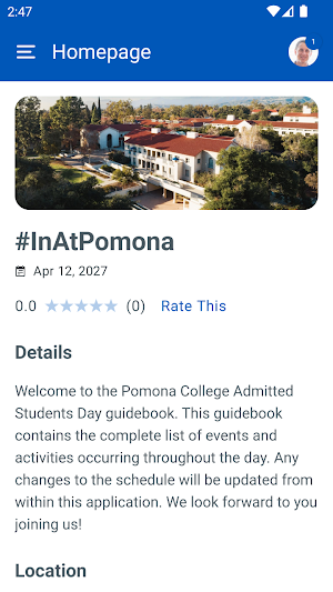Pomona Admissions Screenshot 2