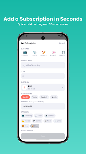 Subscription Tracker & Bills Screenshot 0
