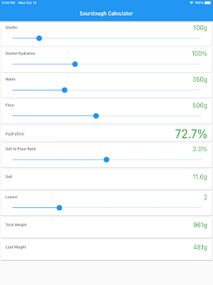 Sourdough Hydration Calculator Screenshot 1