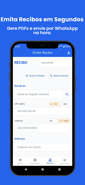 Recibos e Orçamentos Fácil Screenshot 1