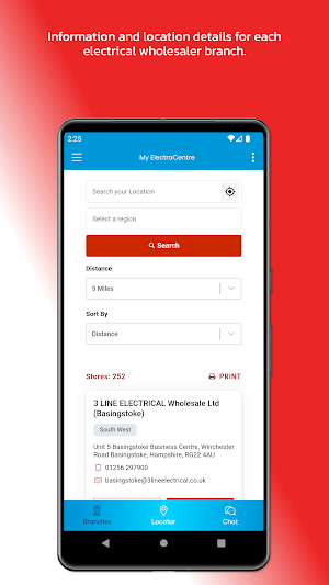 ElectraCentre Branch Locator Screenshot 3
