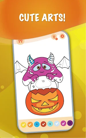 Halloween Monster Coloring Book By Numbers Screenshot 2