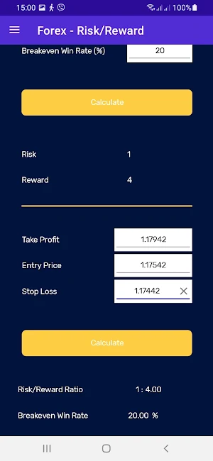Risk Reward Calculator Screenshot 1