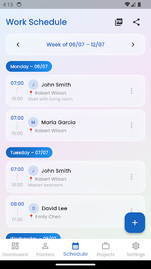 Painter Team Planner Screenshot 2
