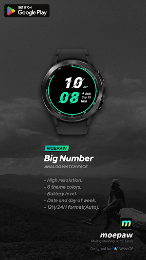 Moepaw Big Number Watch face Screenshot 2