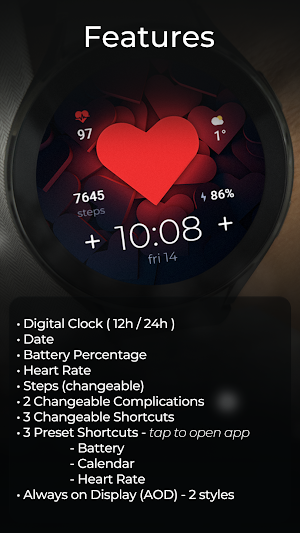 TVV Love Digital Watch Face Screenshot 2