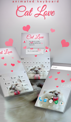 Cat Love Animated Keyboard + Live Wallpaper Screenshot 0