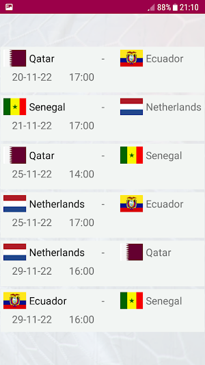 Calendrier coupe du monde Screenshot 2