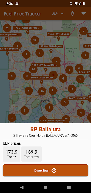 Fuel Price Tracker - Perth, WA Screenshot 1