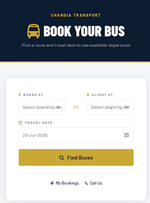 Chandia Transport Booking App Screenshot 1