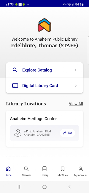 Anaheim Public Library Mobile Screenshot 1