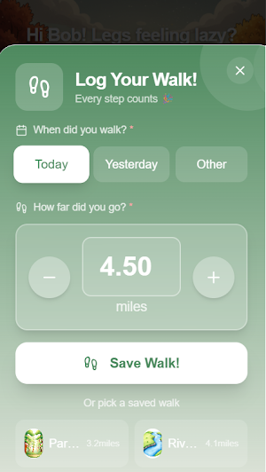 1000 Miles - Walking tracker Screenshot 1