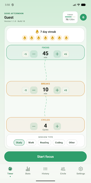 Focus Flow: Study Timer Screenshot 0