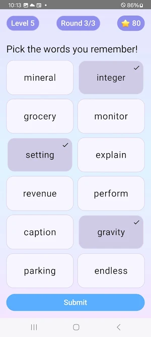 Word Memory Game: Word Tap Screenshot 2