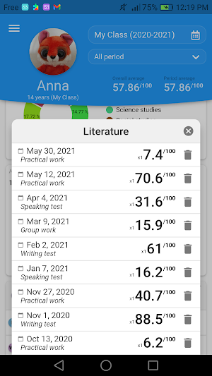 School Marks Tracker: enter marks and show average Screenshot 2