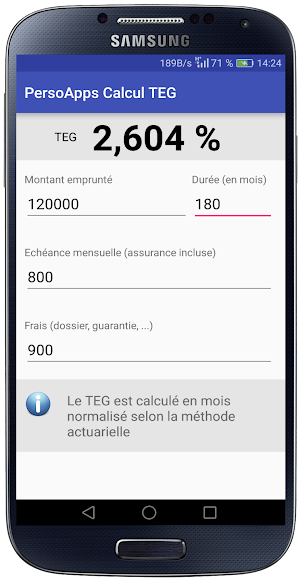 PersoApps Calcul TEG Screenshot 0