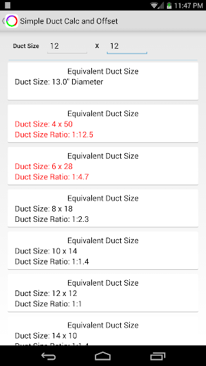 Simple Duct Calculator Deluxe Screenshot 1