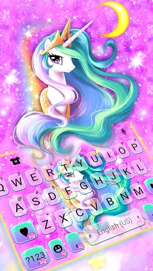 Purple Galaxy Unicorn Keyboard Background Screenshot 1