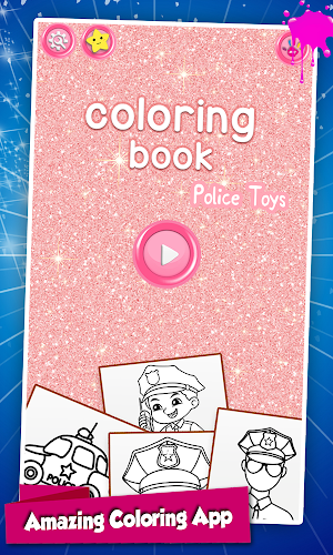 Police Toys Coloring Book Glitter Screenshot 0