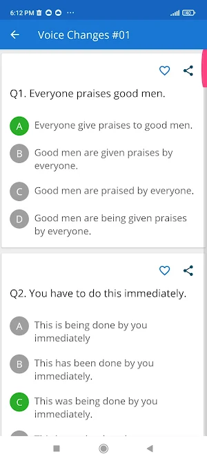 Active and Passive Voice Quiz Screenshot 1