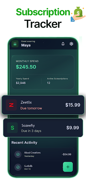 Subscription Tracker & Manager screenshot 1
