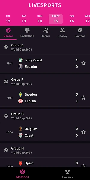 Soccer Scores - Live TV Screenshot 1