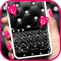 Black Pink Diamonds Keyboard Background