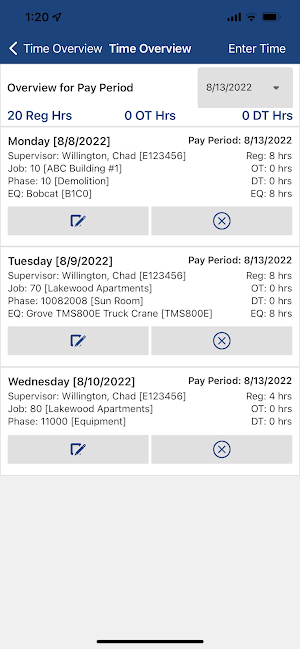 Job Cost Inc Time Card App Screenshot 2