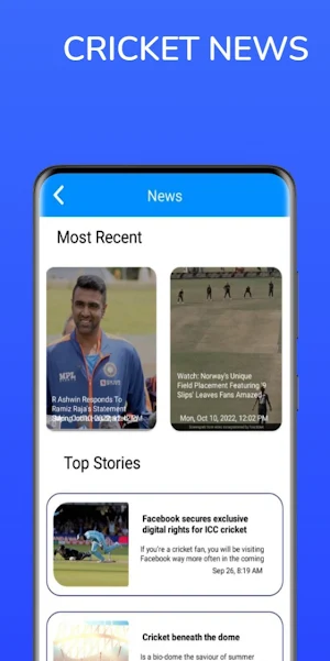 Cricket World Score News App Screenshot 1