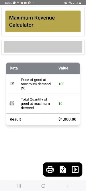 Maximum Revenue Calculator Screenshot 3