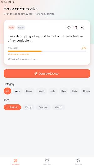 Excusio - Excuse Generator Screenshot 2