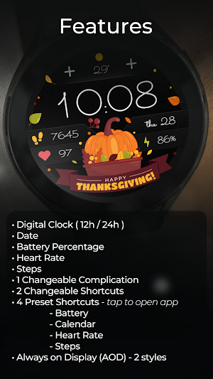 TVV Thanksgiving Watch Face Screenshot 2