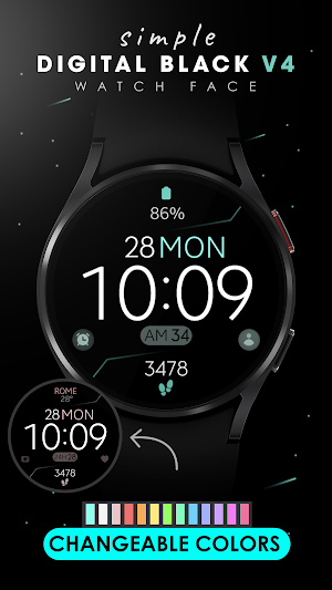 Digital Black v4 watch face Screenshot 2
