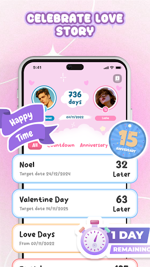 Love Day - Relationship Clock Screenshot 1