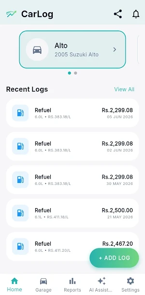 CarLog: Vehicle History & Fuel Screenshot 2