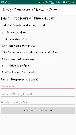 Machine Design : Knuckle Joint Screenshot 2