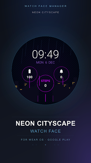 Neon Cityscape Watch Face Screenshot 3