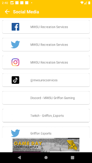 MWSU Recreation Services Screenshot 2