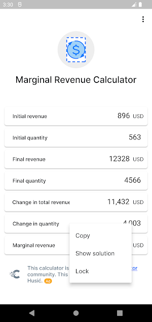 Marginal Revenue Calculator Screenshot 2