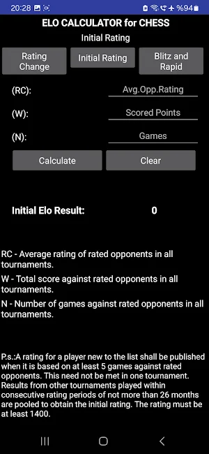 ELO Calculator for Chess Screenshot 2