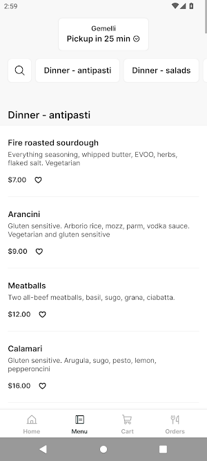 Gemelli Restaurant Screenshot 1