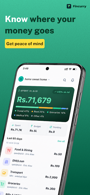 Fincurry: Family Expense App Screenshot 1