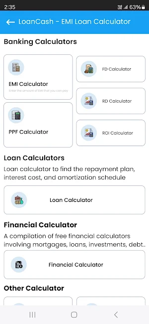 LoanCash - EMI Loan Calculator Screenshot 1