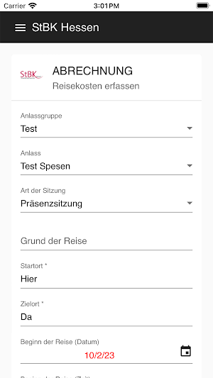 Reisekosten - StBK Hessen Screenshot 0
