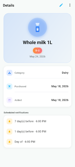 Expiration Alarm - Food & Meds Screenshot 1
