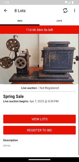 East-Wing Online Auctions Screenshot 1