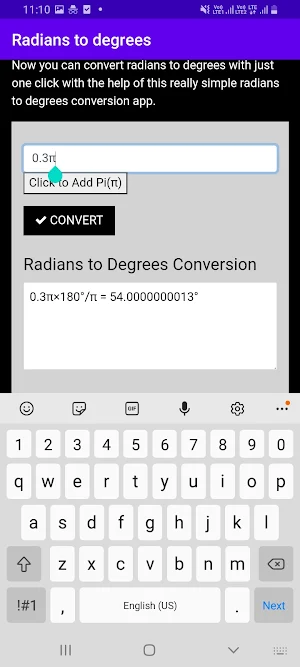Radians to Degrees Converter Screenshot 3