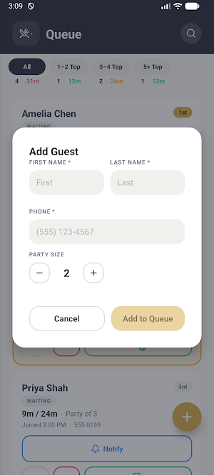 Wait Table Screenshot 1