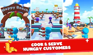 Idle Beach Inc: Cooking Tycoon Screenshot 1